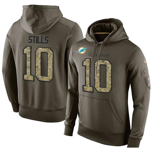 NFL Men's Nike Miami Dolphins #10 Kenny Stills Stitched Green Olive Salute To Service KO Performance Hoodie